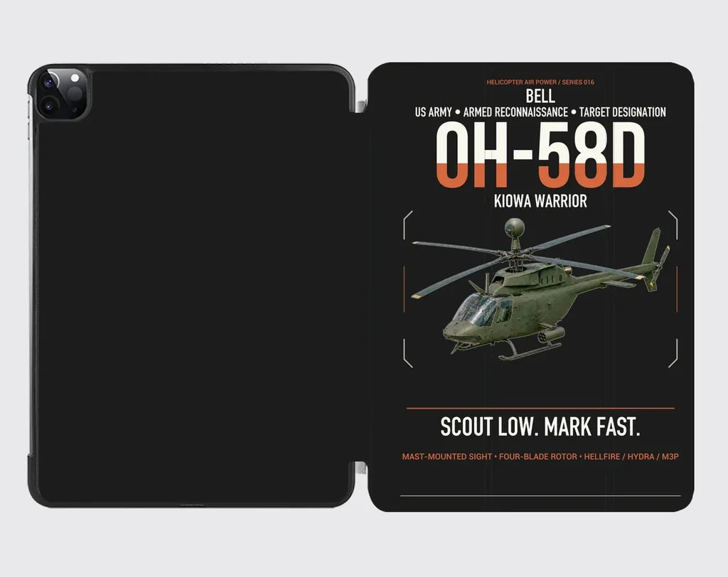 Bell OH-58D Kiowa Warrior design on black ipad tablet case