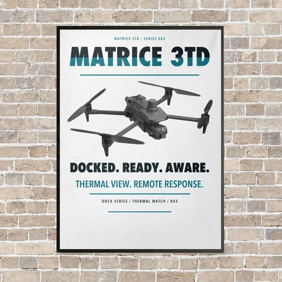 DJI Matrice 3TD vertical canvas print - framed - white background
