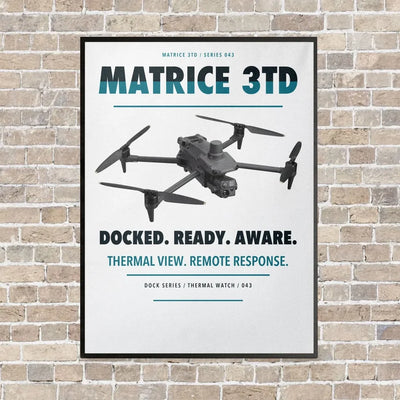 DJI Matrice 3TD vertical canvas print - framed - white background