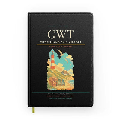 Westerland Sylt Airport (GWT) design on black notebook