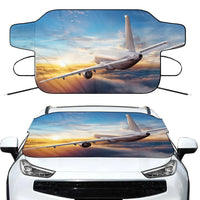 Thumbnail for Airliner Jet Cruising over Clouds Car aviation design on car windshield cover.