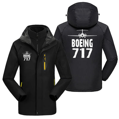 Boeing 717 & Plane aviation design printed on heavyweight insulated shell with snow cuffs thick ski jacket.