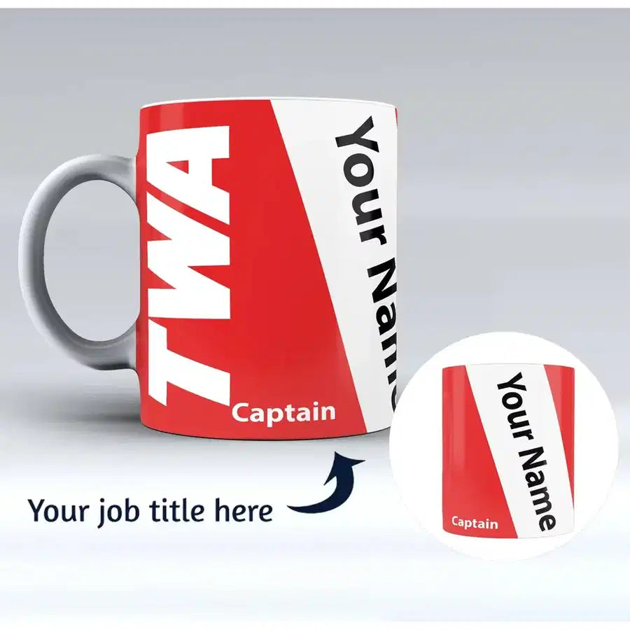 Swoop Airlines Designed Ceramic White mug, White + Name