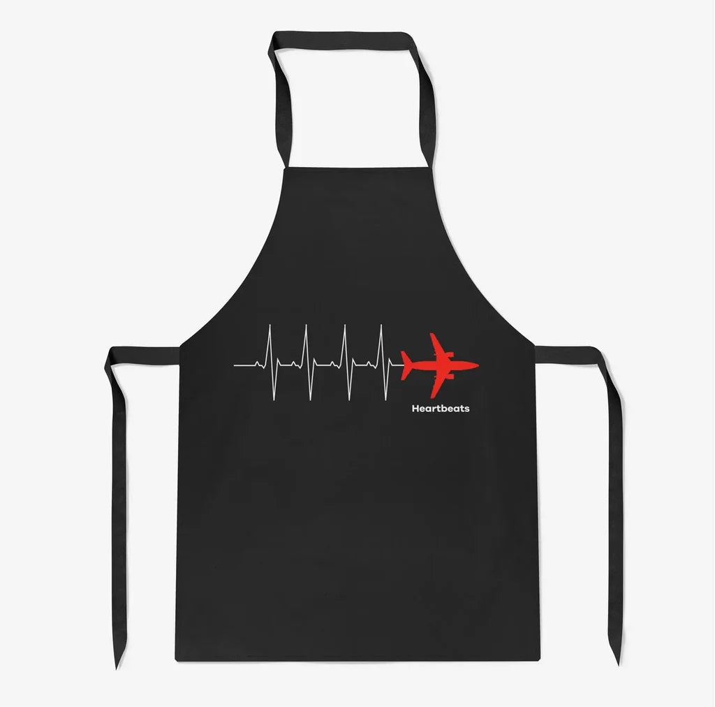 Aviation Heartbeats aviation design on durable cotton blend kitchen apron.
