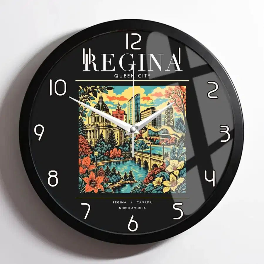 REGINA - Poster - Wall Clock Framed - Black