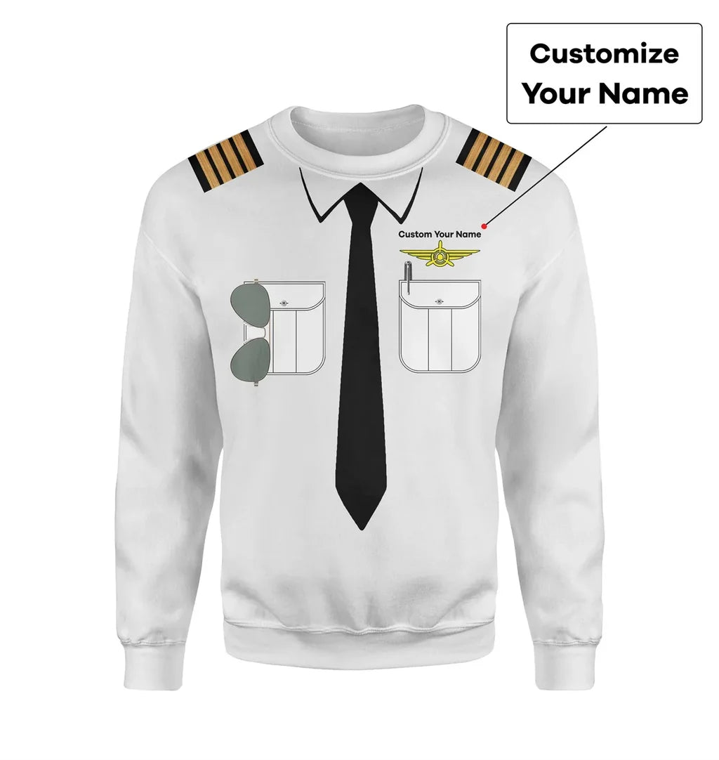Customizable Pilot Uniform (Badge 3) 3D Sweatshirts aviation design on crisp poplin cotton pilot uniform clothing.