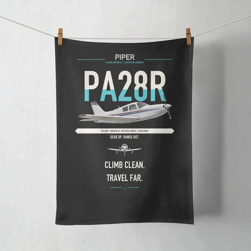 Piper PA-28R Arrow III design on black towel