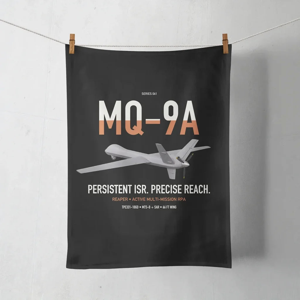 MQ-9A Reaper design on black towel