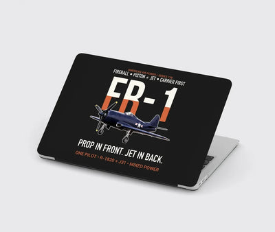 FR-1 Fireball Prop in Front Jet in Back design on black MacBook case