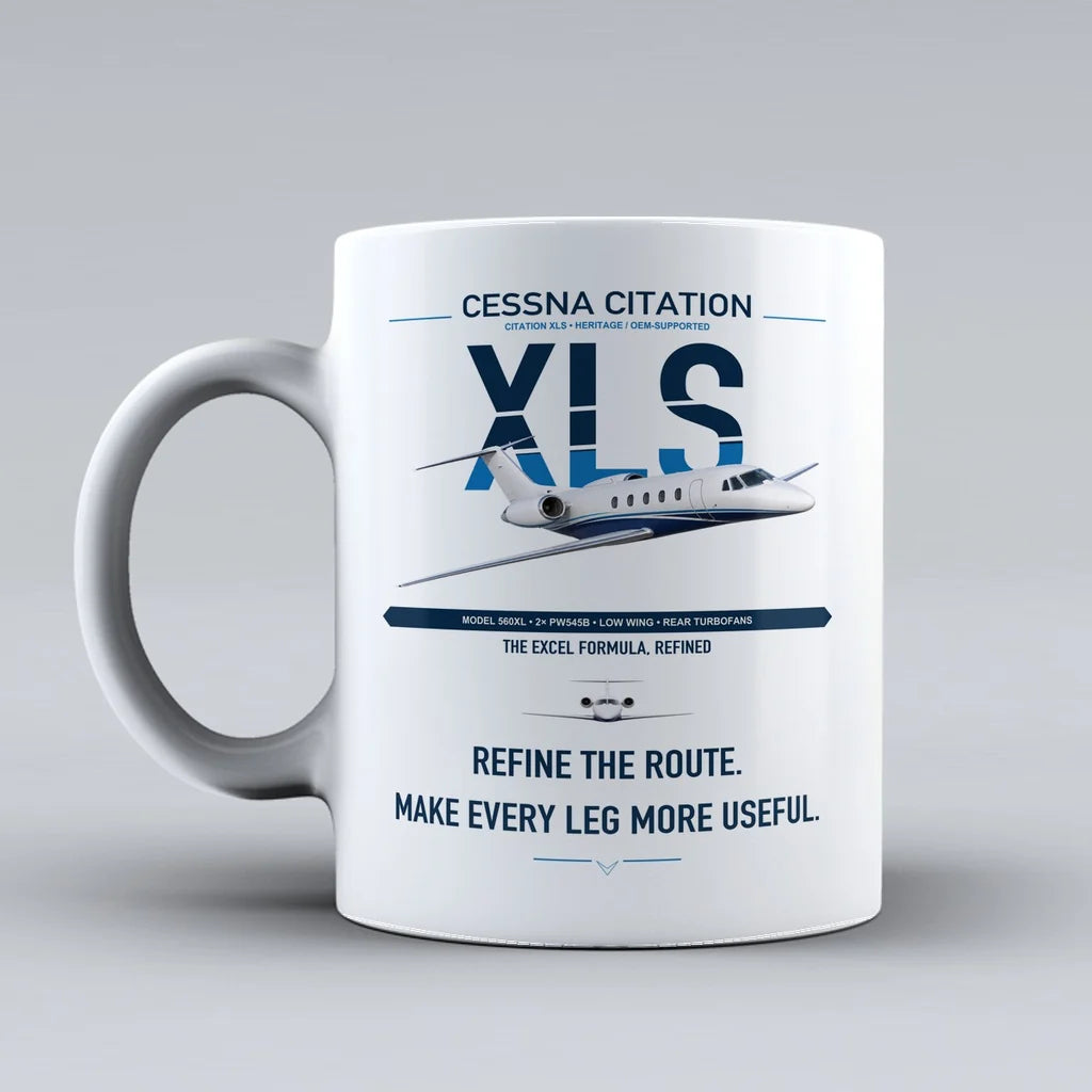 Cessna Citation XLS design on white ceramic mug, double-side print
