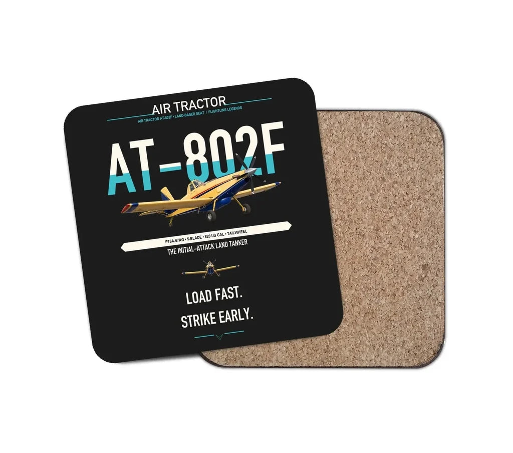 Air Tractor AT-802F design on black 1 piece coaster