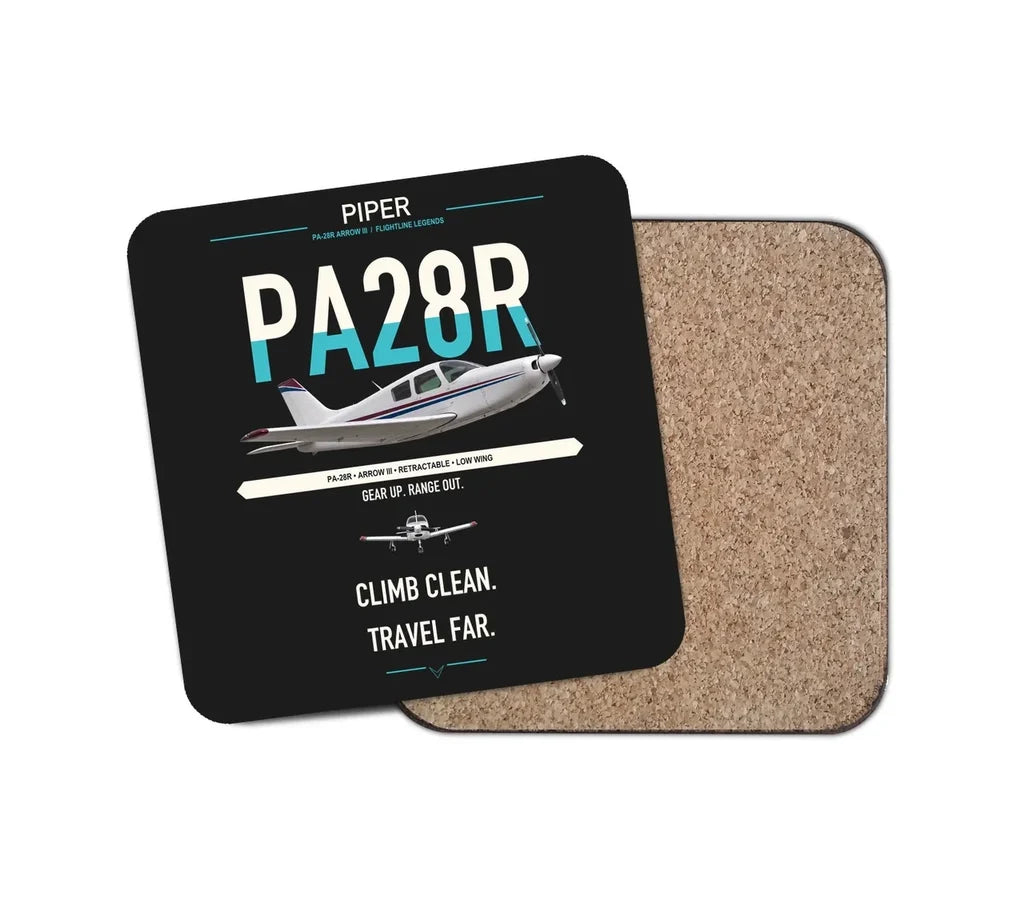 Piper PA-28R Arrow III design on black 1 piece coaster