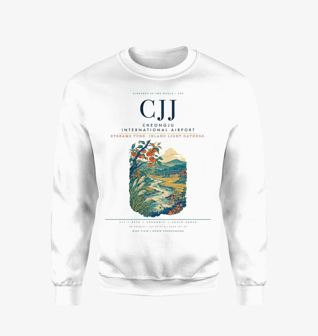 Cheongju International Airport (CJJ) design on white sweatshirt