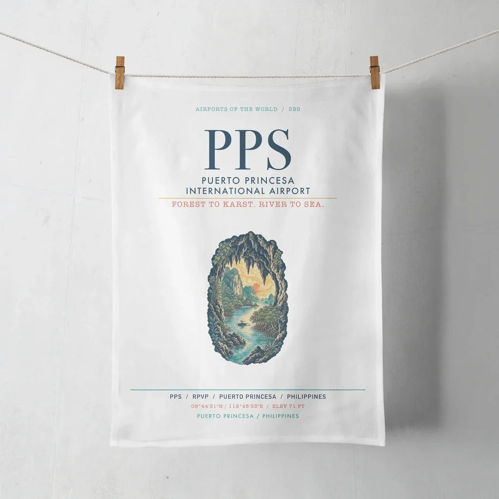 Puerto Princesa International Airport (PPS) design on white towel