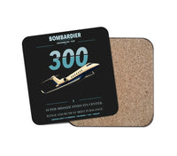 Thumbnail for Bombardier Challenger 300 design on black 1 piece coaster