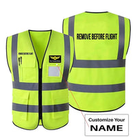 Thumbnail for Remove Before Flight 2 aviation design printed on high-visibility reflective fabric reflective vest.