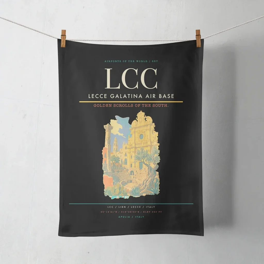 Lecce Galatina Air Base (LCC) design on black towel