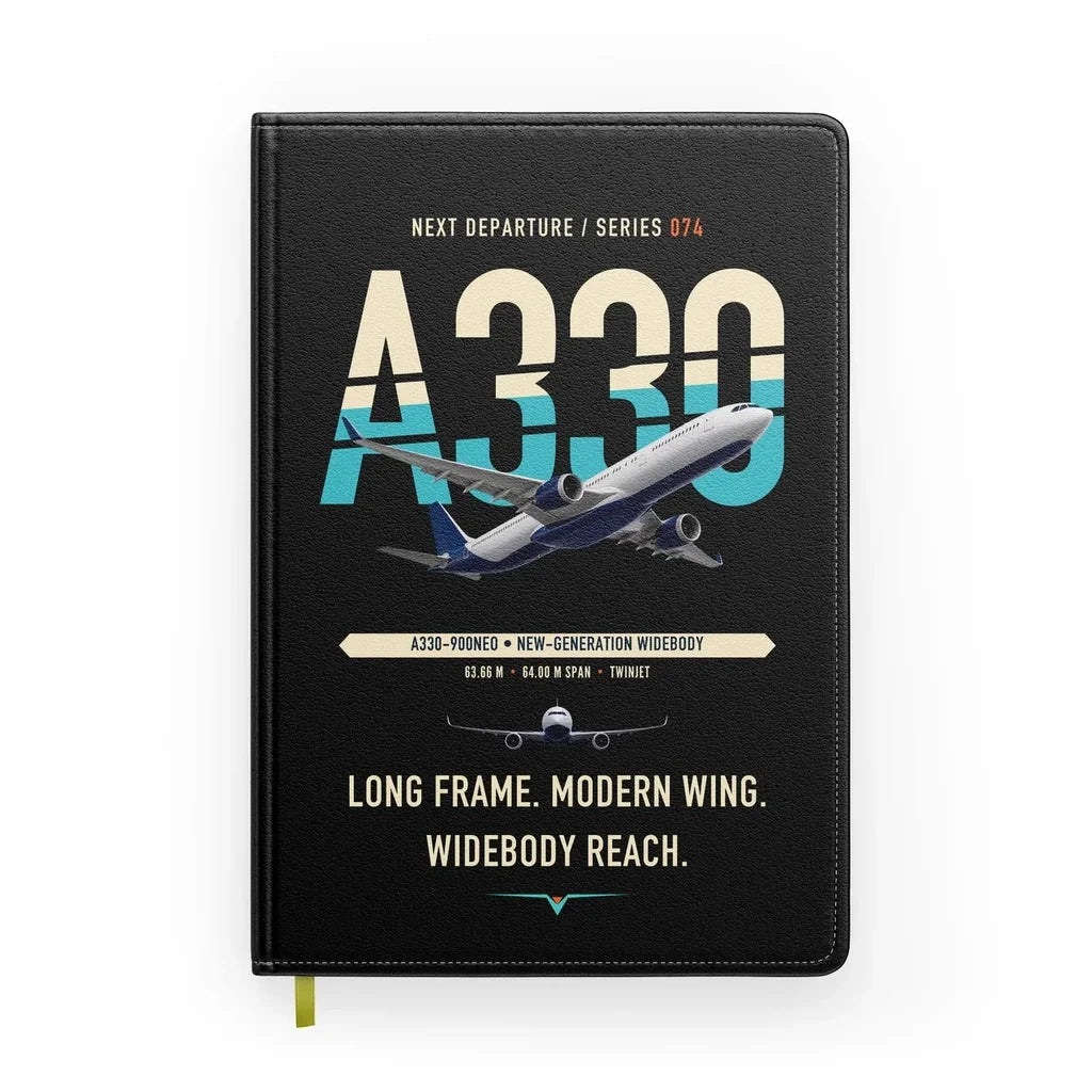 Airbus A330-900neo design on black notebook