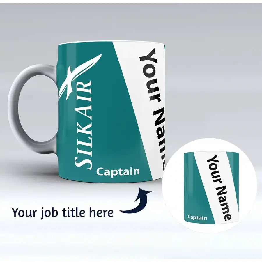 SilkAir Designed Ceramic White mug, White + Name