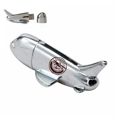 Aviation Lovers aviation design on durable metal casing airplane-shape USB drive.