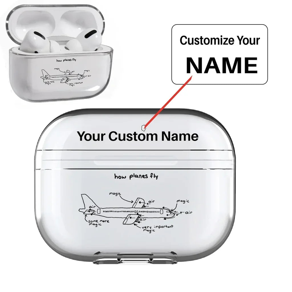 How Planes Fly AirPods Pro transparent case - Normal + Name