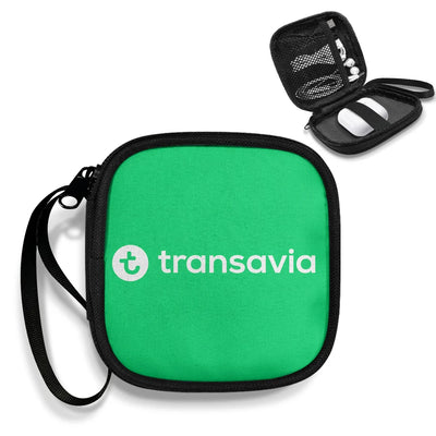 Transavia France Airlines Portable aviation design portable headphone bag, padded polyester construction.