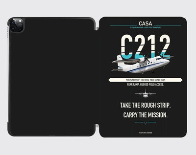 CASA C-212-400 Aviocar design on black ipad tablet case