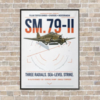 Thumbnail for Savoia-Marchetti SM.79-II Sparviero vertical canvas print - framed - white background