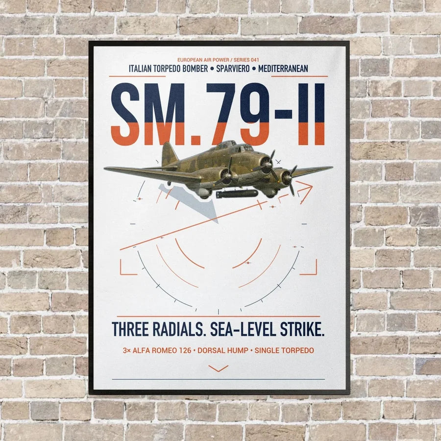 Savoia-Marchetti SM.79-II Sparviero vertical canvas print - framed - white background