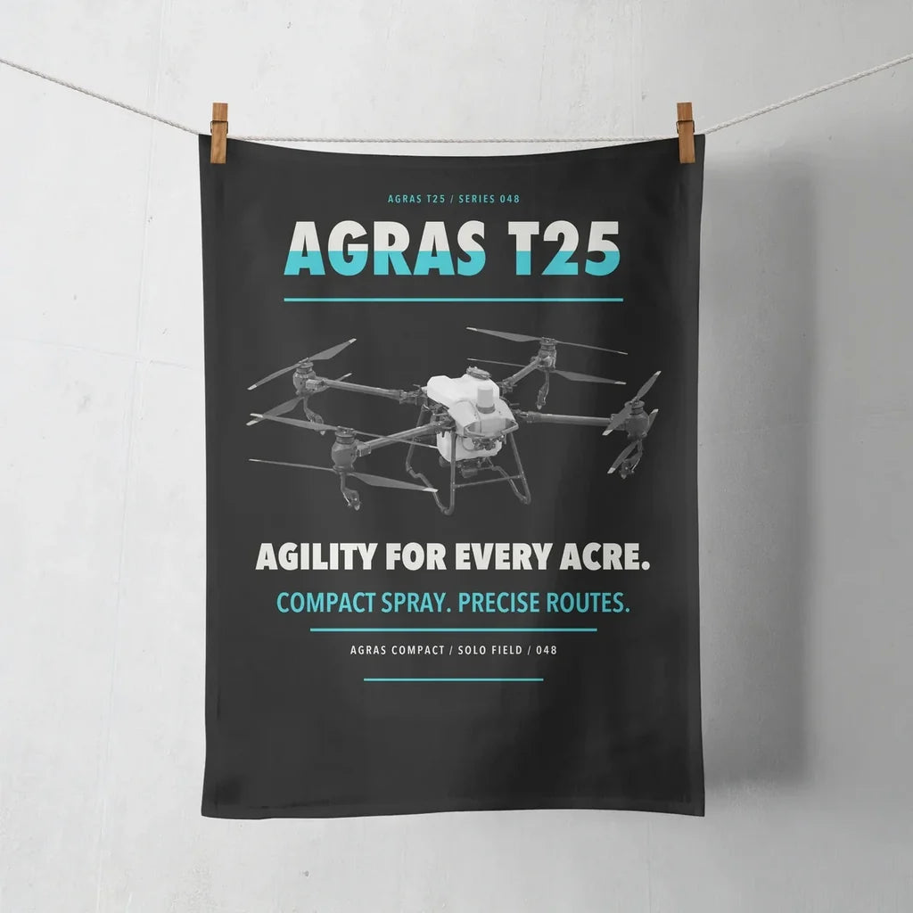 DJI Agras T25 design on black towel