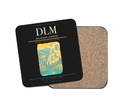 Dalaman Airport (DLM) design on black 1 piece coaster