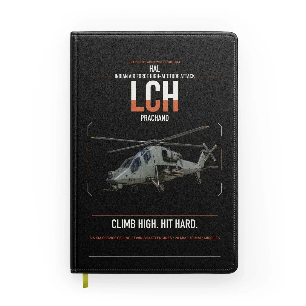 HAL LCH Prachand design on black notebook