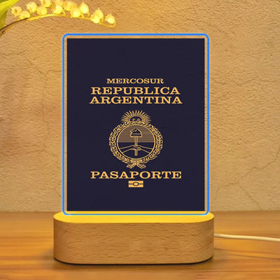 Argentina Passport aviation art night lamp in premium acrylic with LED.