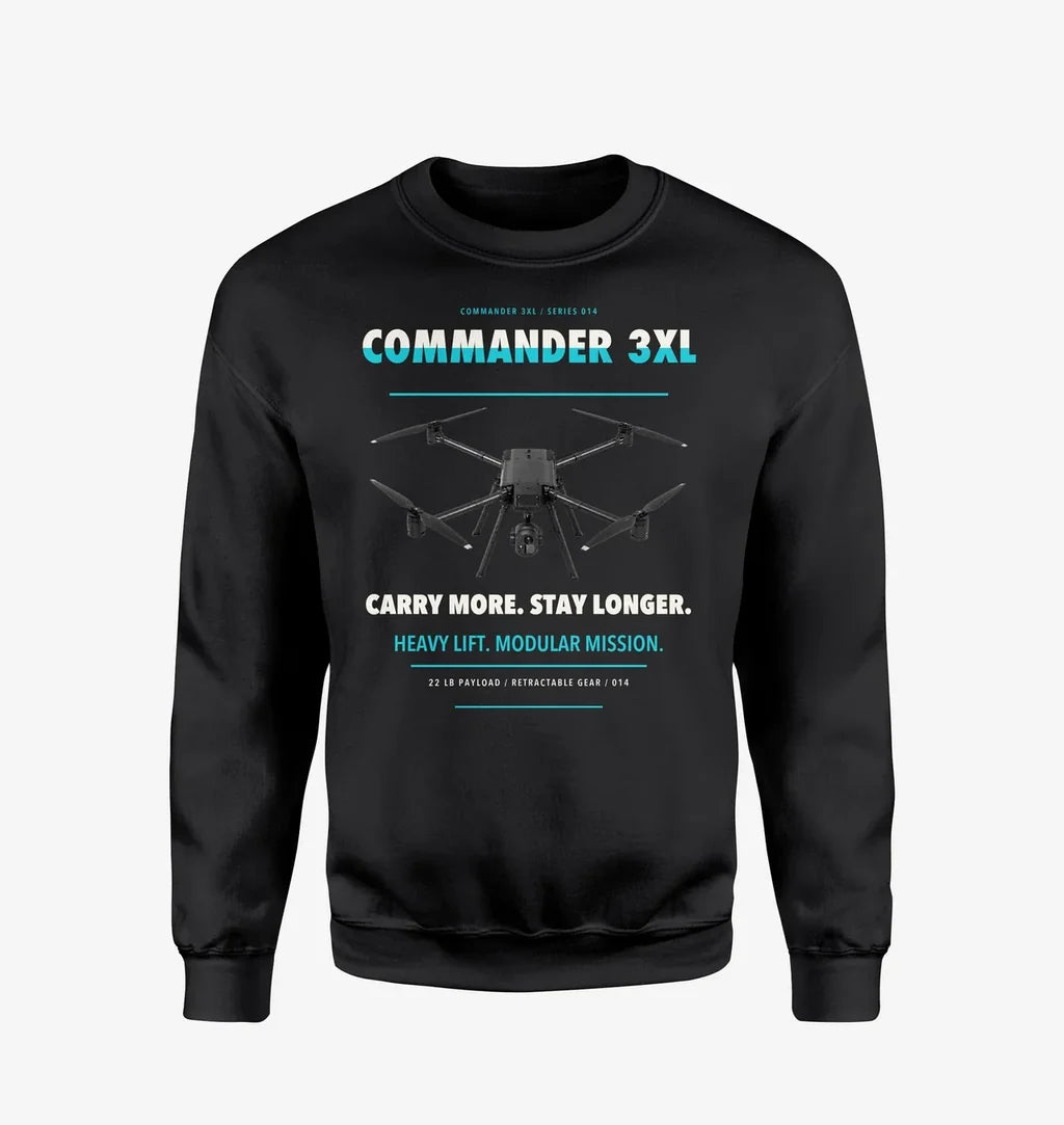 Draganfly Commander 3XL design on black sweatshirt