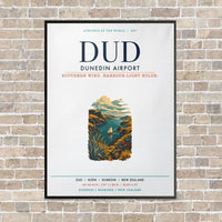 Thumbnail for Dunedin Airport DUD vertical canvas print - framed - white background
