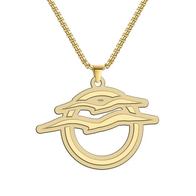 Aegean Airlines aviation-themed hollow necklace, polished metal.
