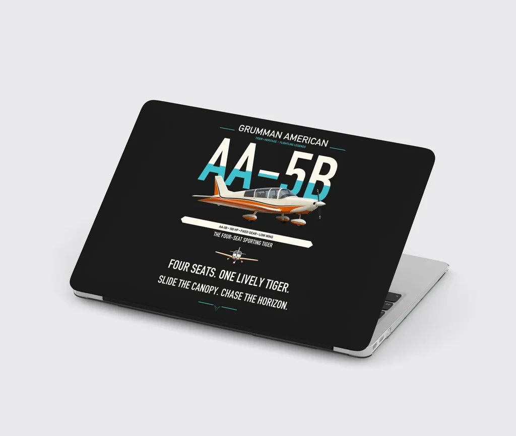 Grumman American AA-5B Tiger design on black MacBook case