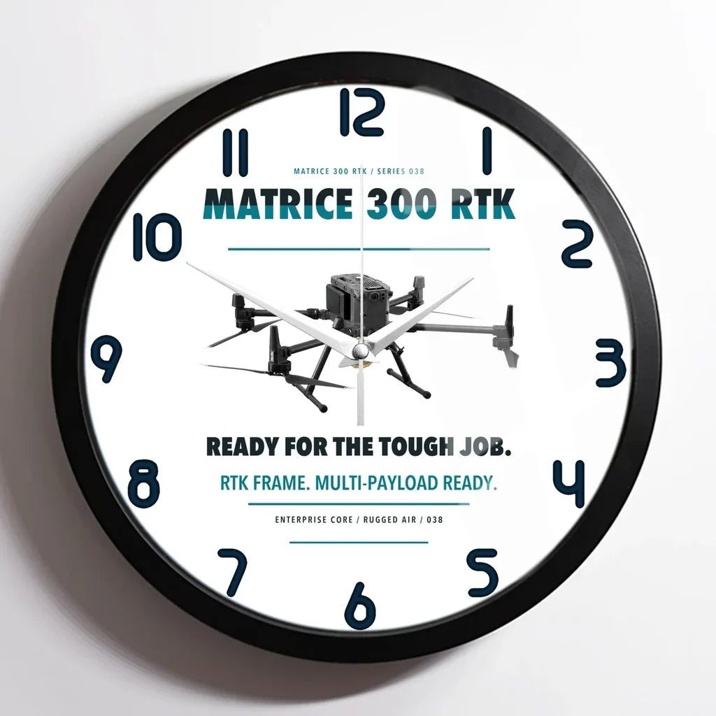 DJI Matrice 300 RTK design on white framed wall clock