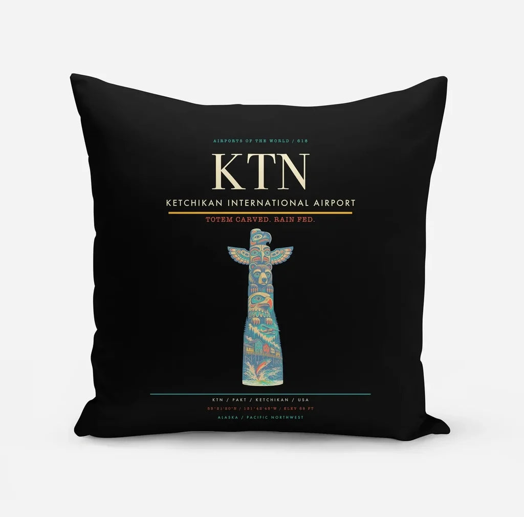 Ketchikan International Airport (KTN) design on black pillow