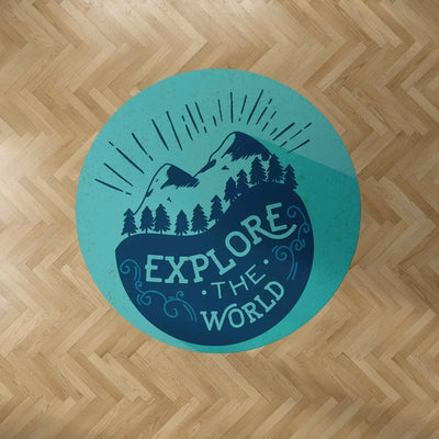 Explore The World Carpet & Floor Mats (Round) aviation print round carpet floor mat, durable carpet pile with non-slip backin.