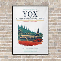Thumbnail for Gander International Airport YQX vertical canvas print - framed - white background