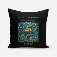 Thumbnail for VINTAGE G4407 - The Lagoon Night Fishing - Designed Pillows design on black