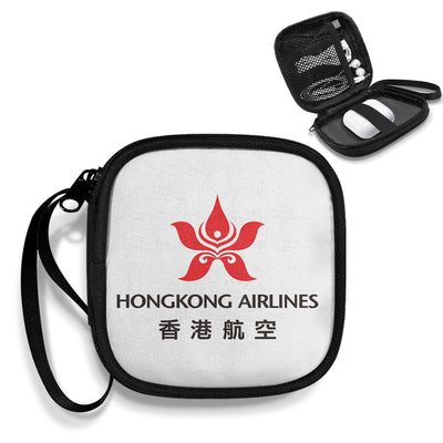 Hong Kong Airlines Portable aviation print portable headphone bag, padded polyester.