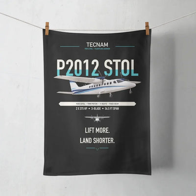 Tecnam P2012 STOL design on black towel