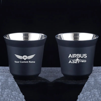 Amazing Airbus A321neo aviation design on double-wall coffee mug, vacuum-insulated double-wall.