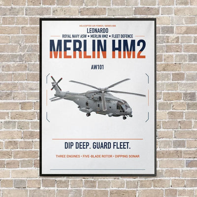 Leonardo AW101 Merlin HM2 vertical canvas print - framed - white background