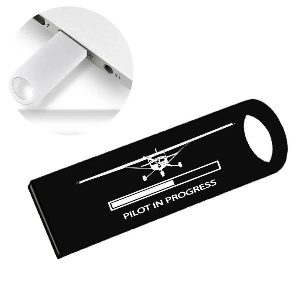Pilot In Progress (Cessna) aviation design on durable waterproof casing waterproof USB device.