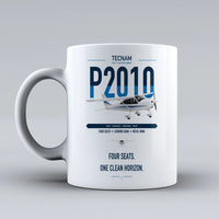 Thumbnail for Tecnam P2010 design on white ceramic mug, double-side print