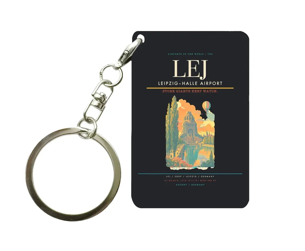 Leipzig–Halle Airport (LEJ) design on black key chain