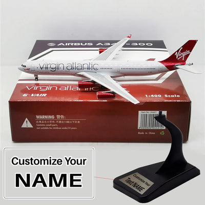 Side view of Virgin Atlantic Airways Airbus A340-300 G-VAIR Airplane Model 1/400 aviation 16-18cm scale model aircraft in die.